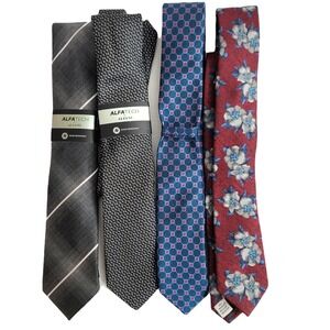 Alfani Bar III Necktie Lot Mens One Size 4‎ Ties Various Colors & Patterns NEW